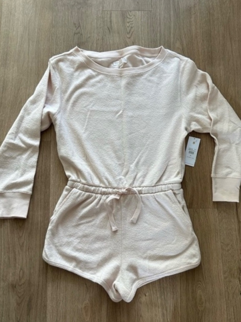 NWT SPIRITUAL GANGSTER Sherpa Off Shoulder Romper Pink Cotton Linen Blend - Picture 3 of 5